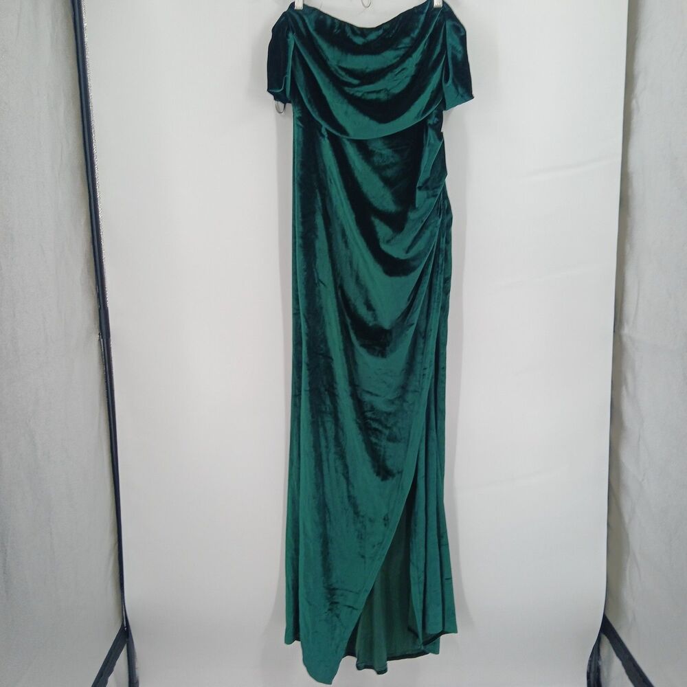 Women's Dark Green Ruched Off-The-Shoulder Bodycon Maxi Dress plus Size 3XL